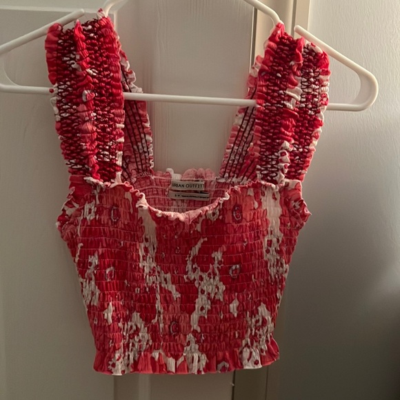 Urban Outfitters Tops - Urban outfitters ruffled pink floral tank top